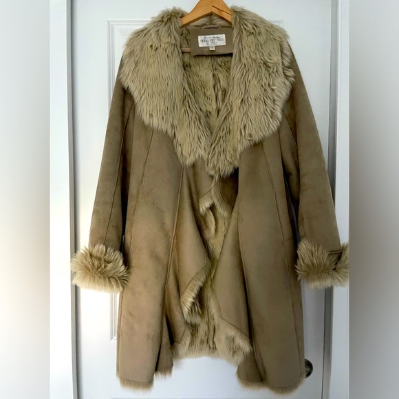 Fabulous Furs Jackets & Blazers - Beautiful luxury faux suede coat with faux fur lining and trim by Fabulous Furs